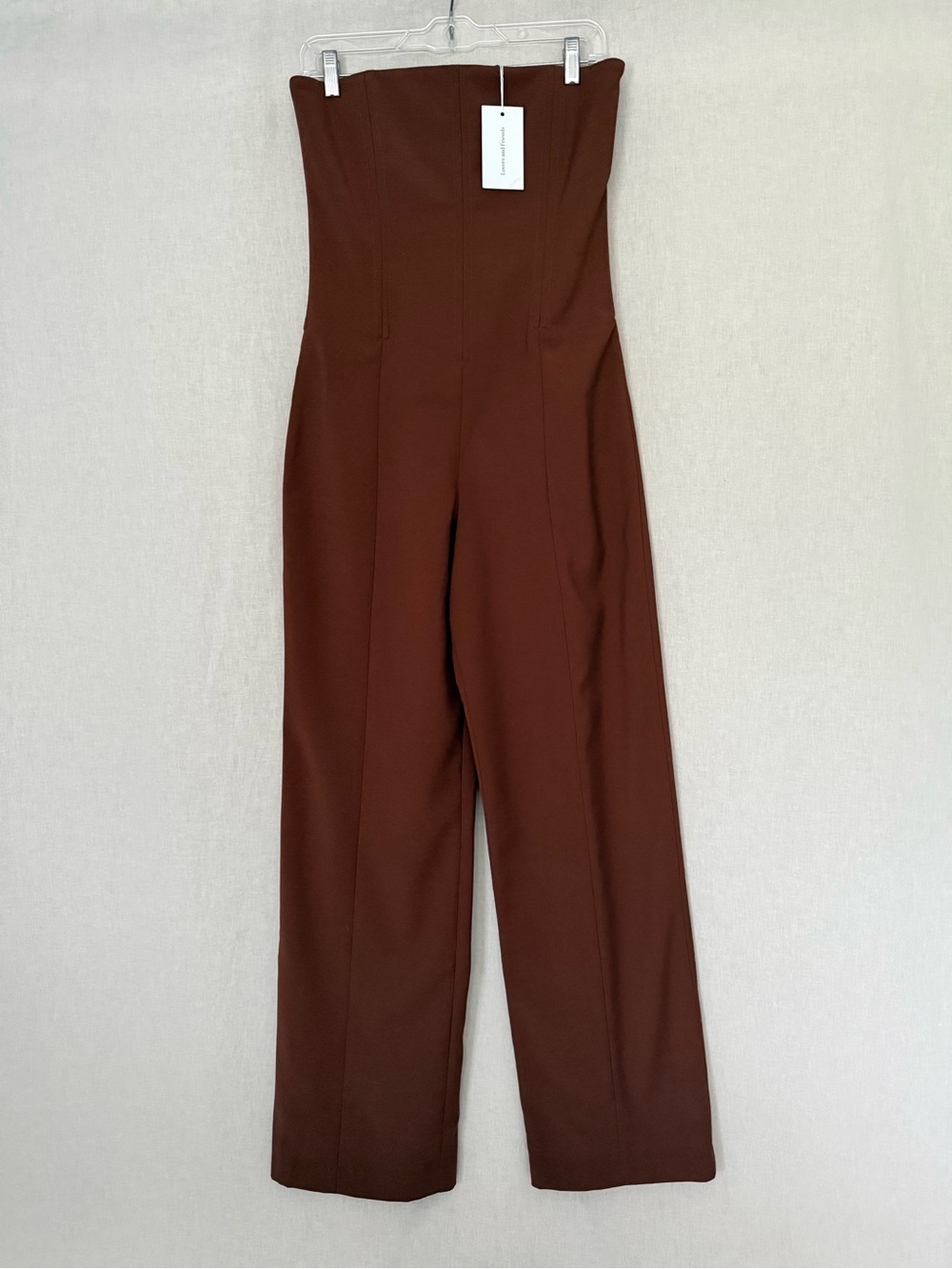 NWT | Lovers + Friends Abby Strapless Jumpsuit |Chocolate Brown | Boned Bodice - Picture 2 of 13